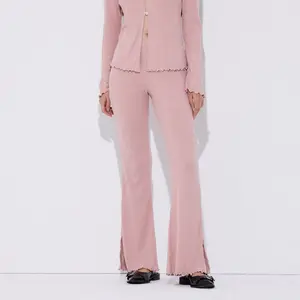 Women's High-Rise Metallic Rib-Knit Flare Pull-On Pants - Wild Fable