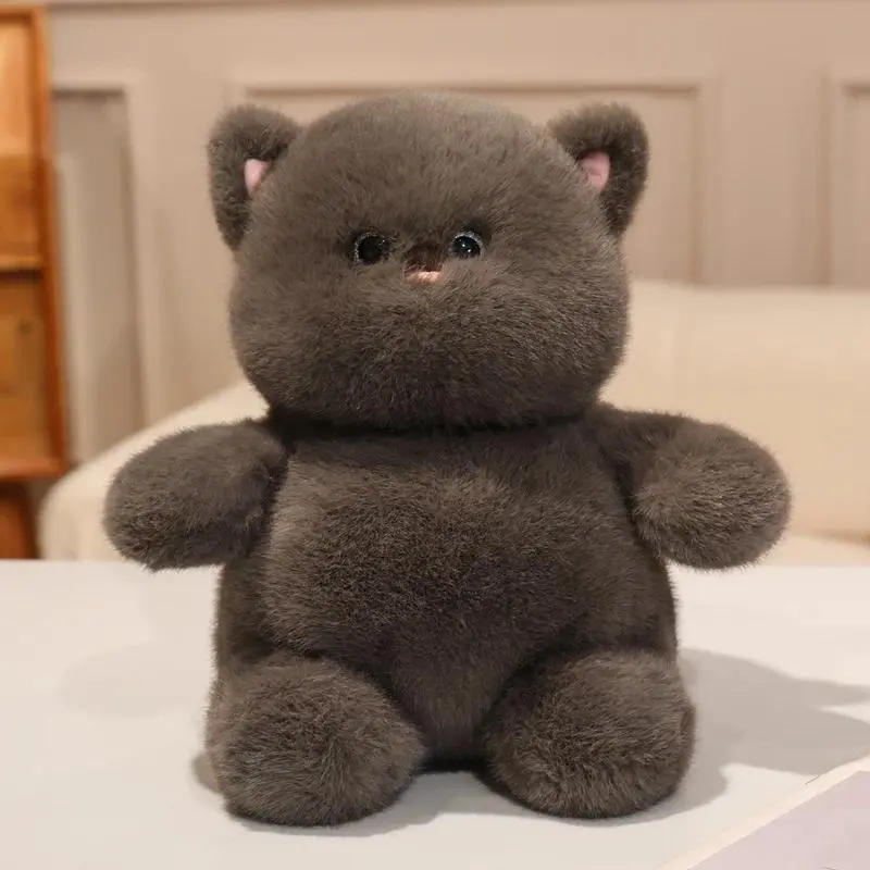 28cm Cute Black White Grey Cat Soft Plush Toy - Unisex Animal Doll, Girl Gifts, Home Desktop Decoration, No XL Model