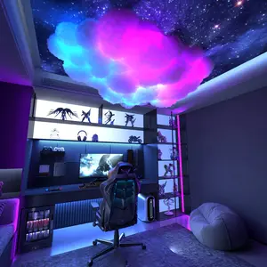 3D Music Thunder Cloud Light, Rhythm RGB Color Changing Light Strip, Wall Lightning Cloud Light, Remote Control, Singing Room, Dance Room, E-sports Room -196.85 Inch (A piece of)