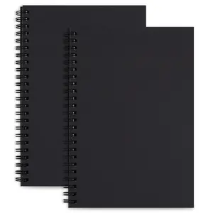 2 Pack A5 Unlined Notebooks 100 Pages Spiral Notebook Blank Sketchbook  Memo Notepads Diary Planner, 100 GSM,50 Sheets for School Office Travel (Black