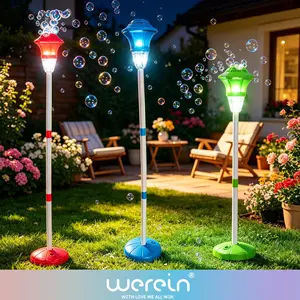 1pcs Outdoor Standing Streetlight Music Bubble Machine for Kids, Adjustable Height, No Battery Included, Requires 3x5a Batteries and Bubble Solution