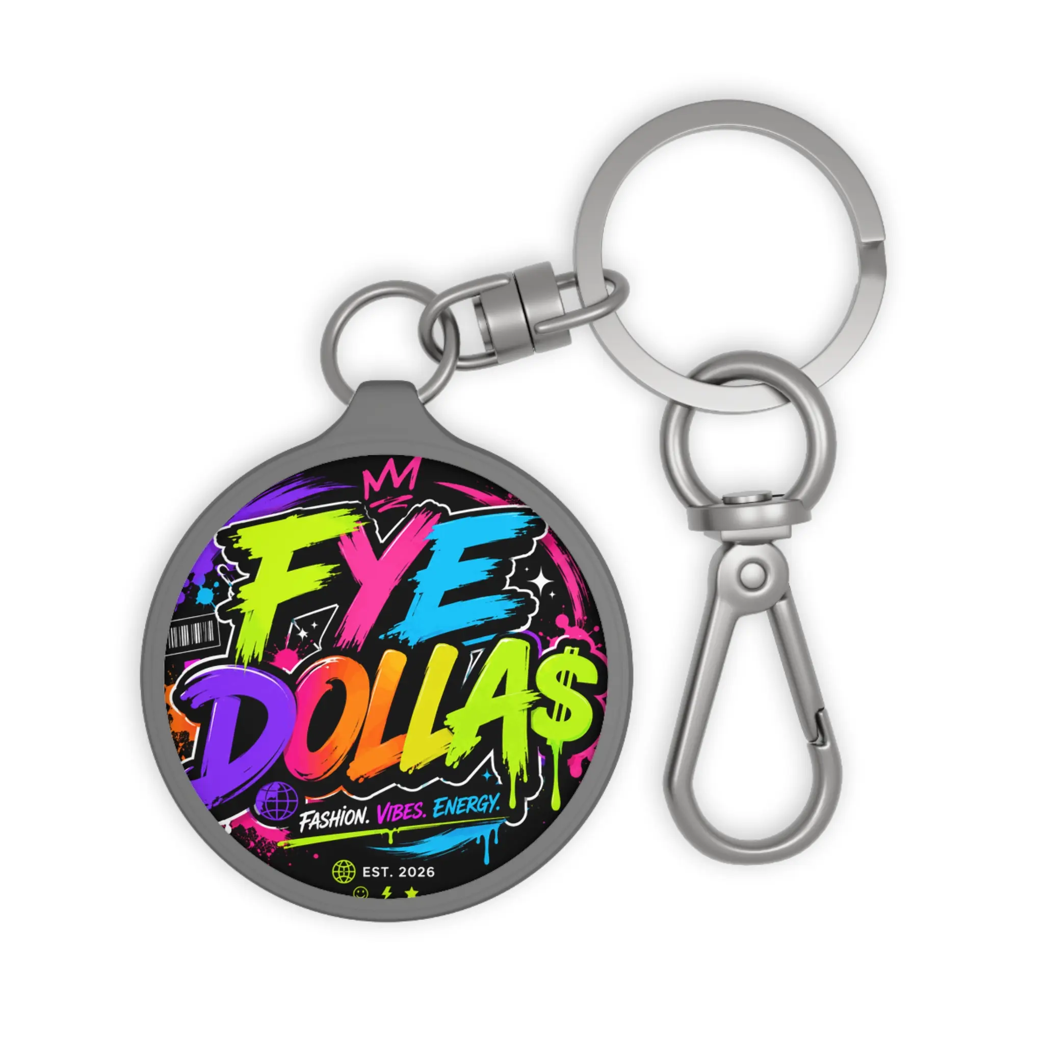 FYE Dolla Neon Graffiti Keyring Tag — Colorful Streetwear Keychain