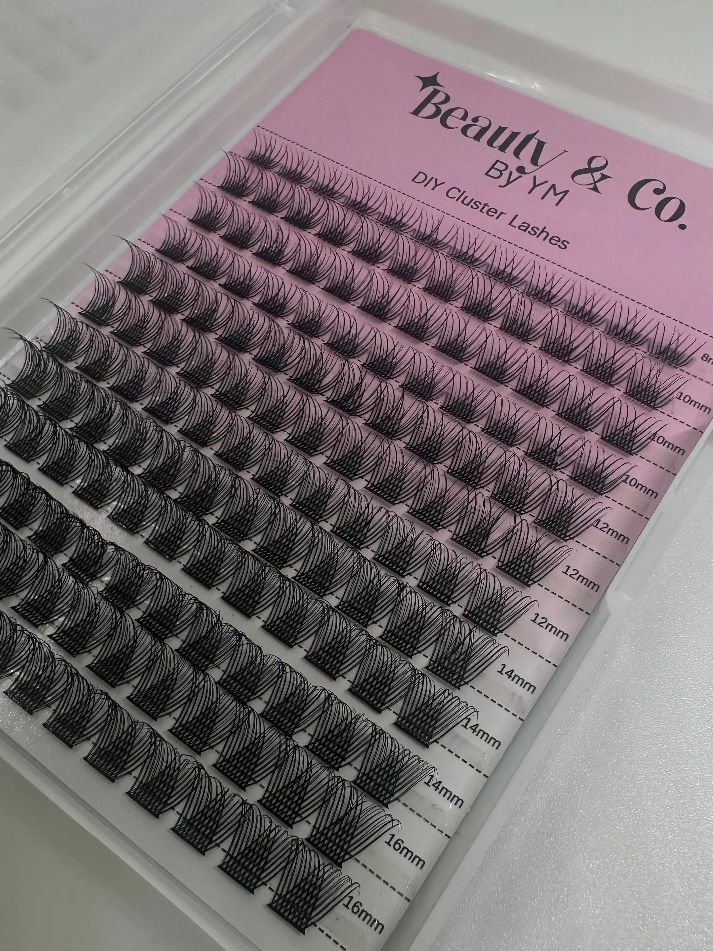 Beauty&Co 144 PCS Wispy Lash Clusters #85: 8–16mm Fluffy Volume Individual Lashes with Soft Thin Band for Natural DIY eyelash Extensions with Tweezer
