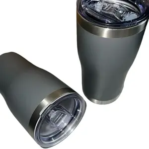 Stainless Steel Tumbler - Grey with Straws - Portable Drink Container