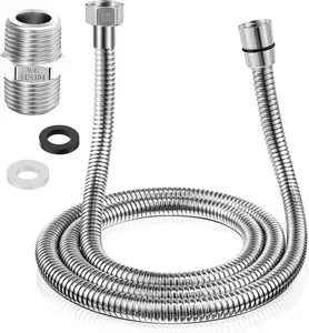 1 Pack 39 Inch Shower Hose with Shower Extension Connector, Extra Long Handheld  Hose with Brass Insert and Nut, 1/2 to 1/2 Extender, Stainless Steel