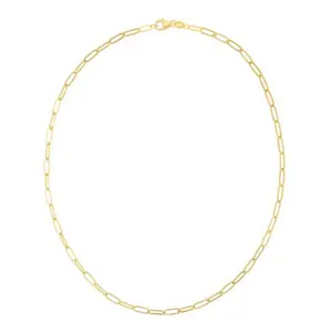 14K Gold Plated 925 Sterling Silver 3.5mm Paperclip Cable Chain Choker Necklace