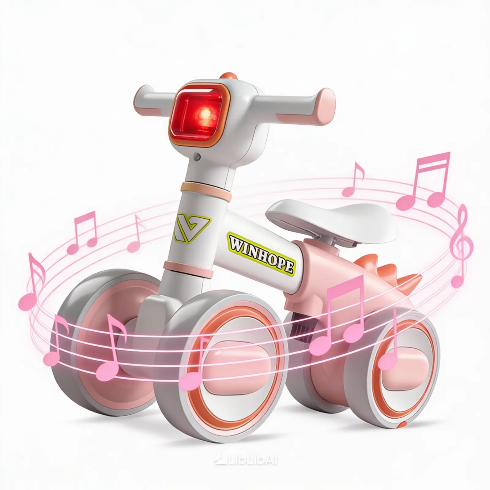 WINHOPE Balance Ride Scooter for Toddlers Ages 1–3, No Pedals for Learning to Walk, with Music and Lights, Quiet Wide Wheels with Anti-Tip Design, Indoor/Outdoor Toy Scooter for Boys and Girls