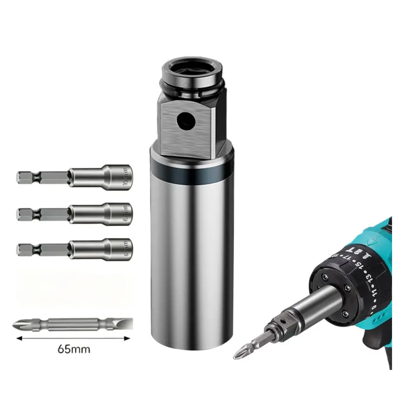 GJANSH Multi-Functional Inverter Drill Shaft, 6.35mm Hex Drive Quick-Change Adapter, 1/2" Square Drive Adapter, Fits 3/8"-24 UNF & 1/2"-20 UNF Thread Chucks (10mm & 13mm Capacity), Heavy-Duty Power Tool Accessory summerwins