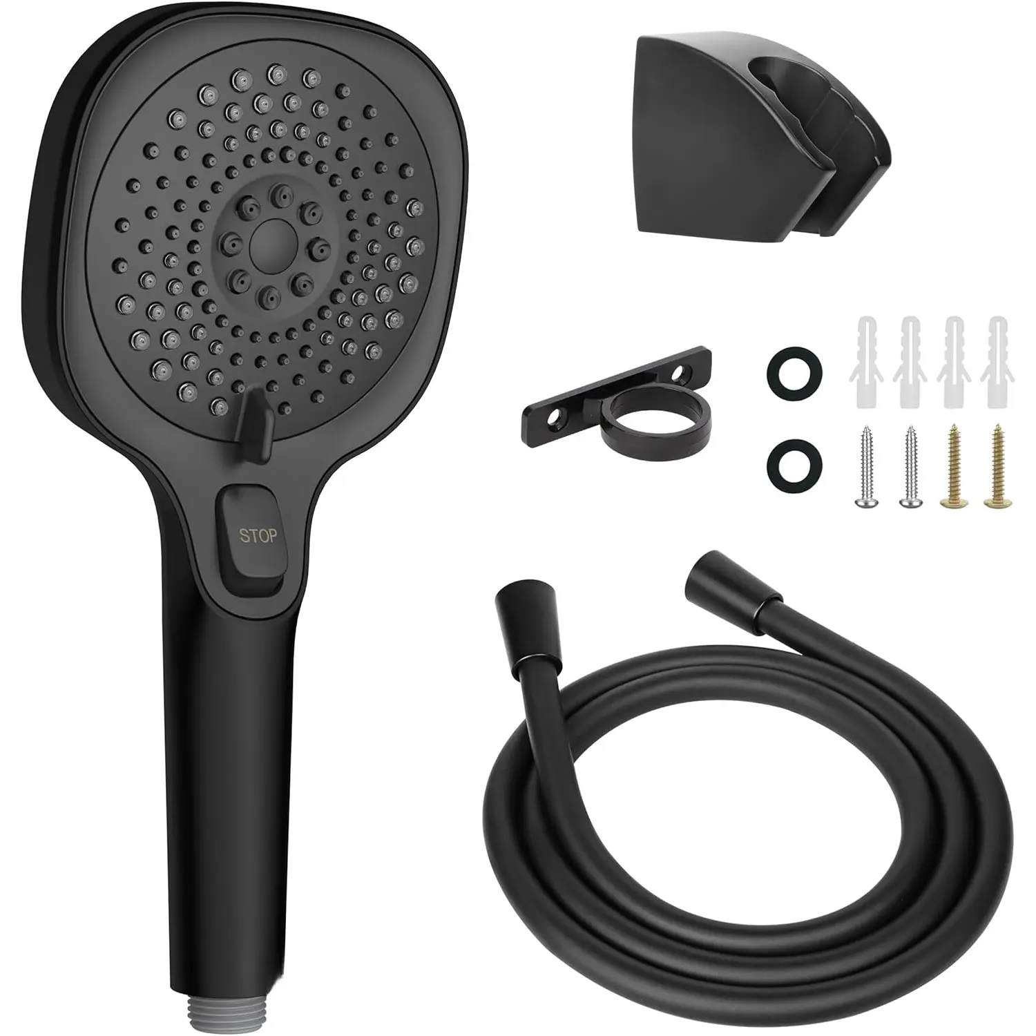 RV Shower  with Hose and On Off , 3-Spray Camper Water Saving and High  Shower  with Hose for RV, Camper, Van, Travel Trailer, Motorhome and Boat, Matte Black