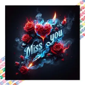 1pc 5D DIY diamond painting kit, 5D diamond art set, DIY decoration, rose, flame, longing diamond painting kit full round drill DIY, mosaic, diamond art, DIY home decor, Diamond Art Tools, suitable for Halloween and Christmas.