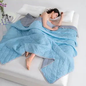 New Summer Air Conditioner Blanket Cooling Ice Silk Single Bed Comforter Thin Lightweight Machine Washable Summer Quilt No Pillowcase
