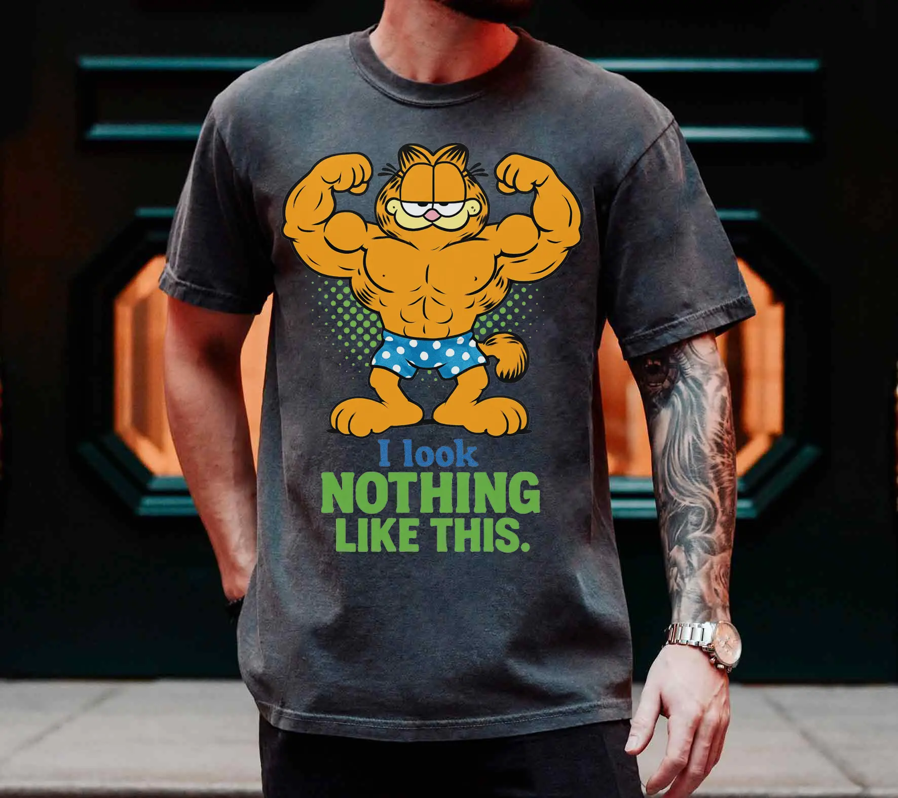 Garfield Workout Gym Fitness Weightlifting Gift T-Shirt – Garfield Cartoon 90s, Cartoon 90s Lover, Garfield Funny Cat T-Shirt