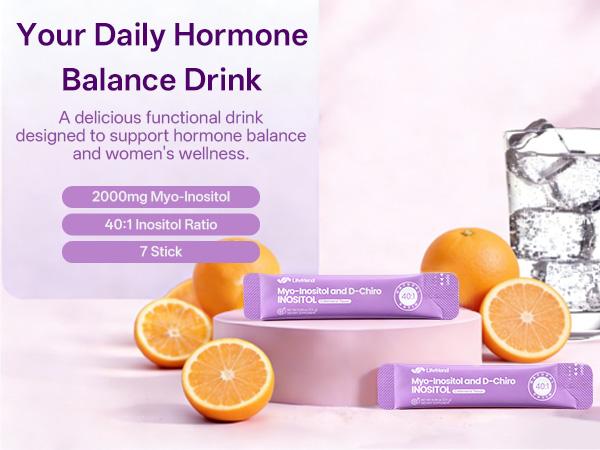Lifefriend Hormone Balance Drink for Women, 7 Stick Packs – Inositol Powder Drink Mix with 2000mg Myo-Inositol + D-Chiro 40:1 Ratio, Cycle Support & Women's Wellness, Calamansi Flavor