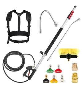 M MINGLE 20 FT Telescoping Pressure Washer Wand with Gutter Cleaner, Brush Head, 5 Nozzle Tips, and Hose Adapters for House Exterior, Window & Roof Cleaning