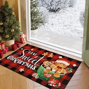 Entry mat, Christmas rug, door rug, Christmas decorative floor mat, Christmas gingerbread man design rug with festive design, soft non-slip bottom welcome mat for living room, kitchen and outdoor entrance, interior decoration, holiday theme,Christmas gift