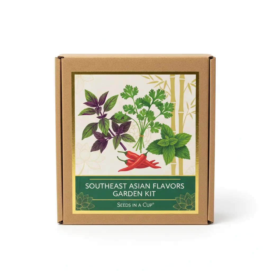 Southeast Asian Flavors Garden Kit | Basil, Cilantro, Mint & Jalapeno Pepper | Seeds In A Cup®