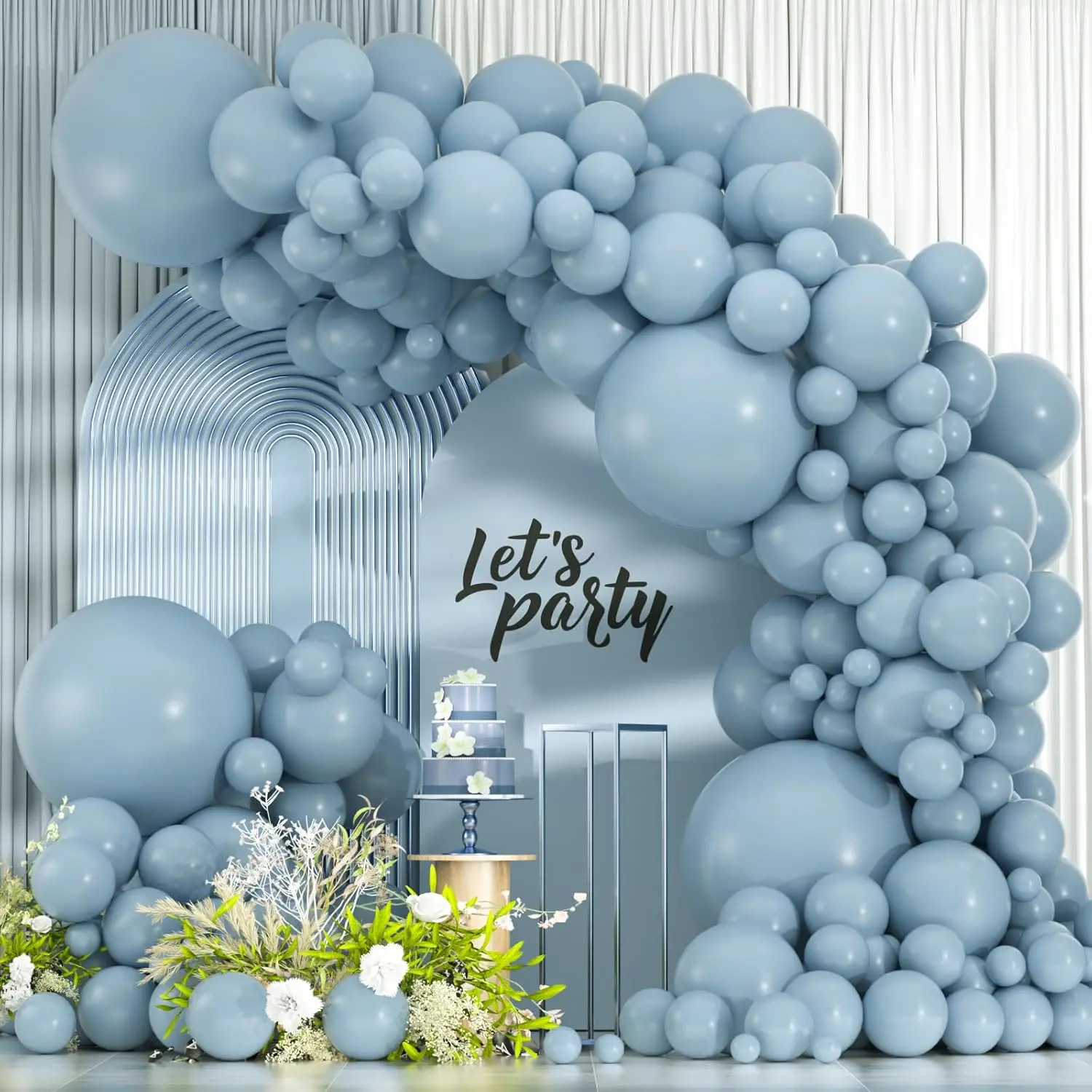 114 count Dusty Blue Balloons Different Sizes, 18 12 10 5 inch Retro Pale Aqua Blue Balloons Garland Arch kit for Birthday Boho  Shower Bachelorette Wedding Party Decorations