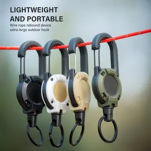 4 PACK Heavy Duty Retractable Pull Badges Keychains Buckle Spring Key Ring Outdoor Sporty Key Chains Tools