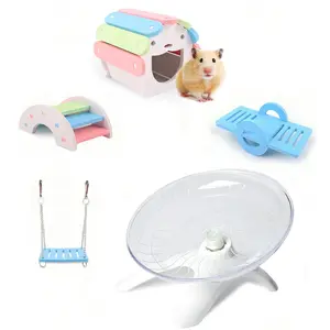 Quiet Exercise Wheel Set for Small Animals, Hamster Running Disc, DIY Hammock, Swing, Teeter-Totter, House Combo, Silent Hedgehog Toy
