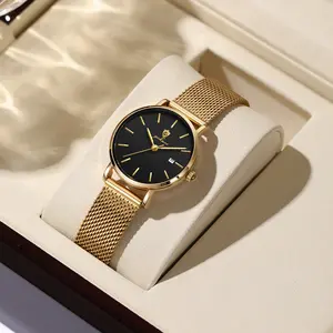 GOHUOS Fashion Women's Watches Milanese Mesh Belt Waterproof Simplicity Versatile Quartz Watch for Lady Original Wristwatch