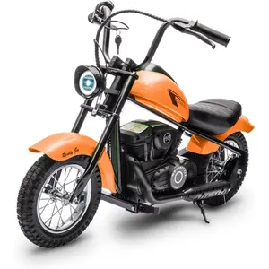 Orange Electric Dirt Bike For Kids With 15 MPH Top Speed 24V 300W Motor LED Lights And 12 Inch Air Filled Tires Orange