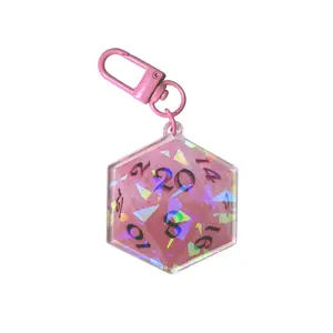 Pastel Pink D20 Keychain