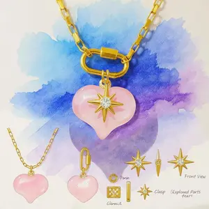 Natural Heart Crystal Pendant Necklace for Women – Healing Energy Jewelry, Good Luck, Protection & Manifestation – 8 Stone Options (Tiger’s Eye, Lapis Lazuli, Rose Quartz, Amethyst, Black Agate, Clear Quartz, White Jade, Green Aventurine) – Gift for Her,