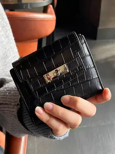Vintage Crocodile Pattern Card Holder, Card Organizer, Lock Closure Short Wallet, Multi-Card Slot, Stylish and Functional Accessory