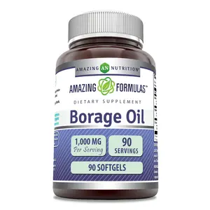 Amazing Formulas Borage Oil 1000 Mg Supplement | 90 Softgels | Non-GMO | Gluten-Free | Made in USA