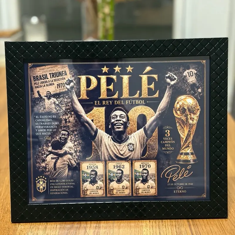 Pelé Inspired 8x10in Football Tribute Framed Print - Artistic Home Decor Wall Art, Gift for Living Room