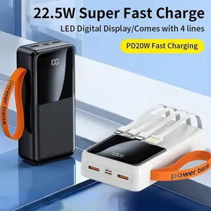 50000mAh Power Bank Portable Charger with Built in Cables, 22.5W PD Fast Charging, Travel Battery Pack for iPhone 17/16/15/14/13/12 Samsung , Android etc.