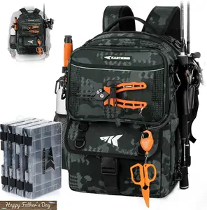 KastKing BaitSpace 50L Fishing Tackle Backpack with Removable Bait Binder & 4 Tackle Boxes, Rod Holders Storage Fishing Gear SummerVibes