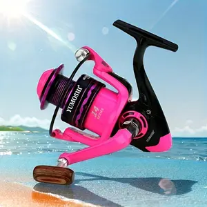 YUMOSHI Pink Fishing Reel, Ambidextrous Baitcaster with Aluminum Alloy Body and PA Nylon Gear, All-Purpose Spinning Reel for Freshwater and Saltwater
