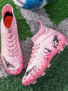 New Teenage High-Quality Professional Soccer Shoes, Training Soccer Boots, Long Studs, PU Leather, Rubber Sole, Ag/TF Dual Bottom, Unisex, for Training and Matches