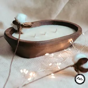 Vanilla Bean Noel - 3 Wick Natural Wood Dough Bowl