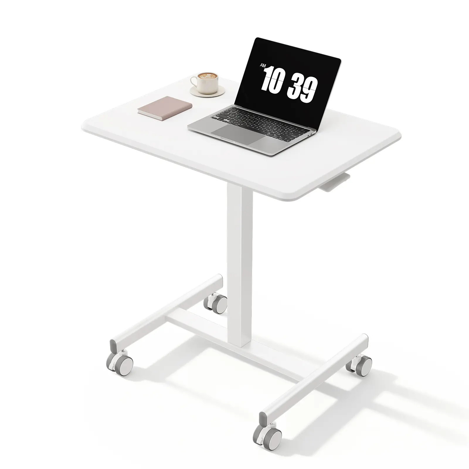 Small Mobile Rolling Standing Desk with Wheels, Adjustable Laptop Cart for Home & Office