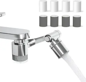 Splash-proof Sink Faucet Extender with Filter, Certified Reduce 99% Chlorine, 1440 Rotating Tap Aerator, 3 Modes Spray Attachment for kitchen/Bathroom/, 8 count Replacement Filter