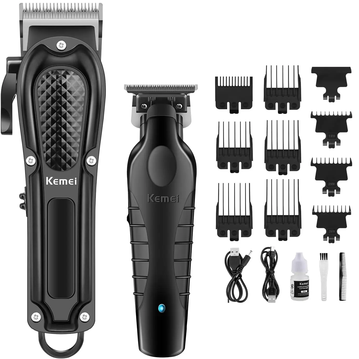 KEMEI Professional Hair Cutting Scissors Set, Cordless Rechargeable Hair Clippers and Trimmers Set, Hair Cutting Scissors, Men's Gift