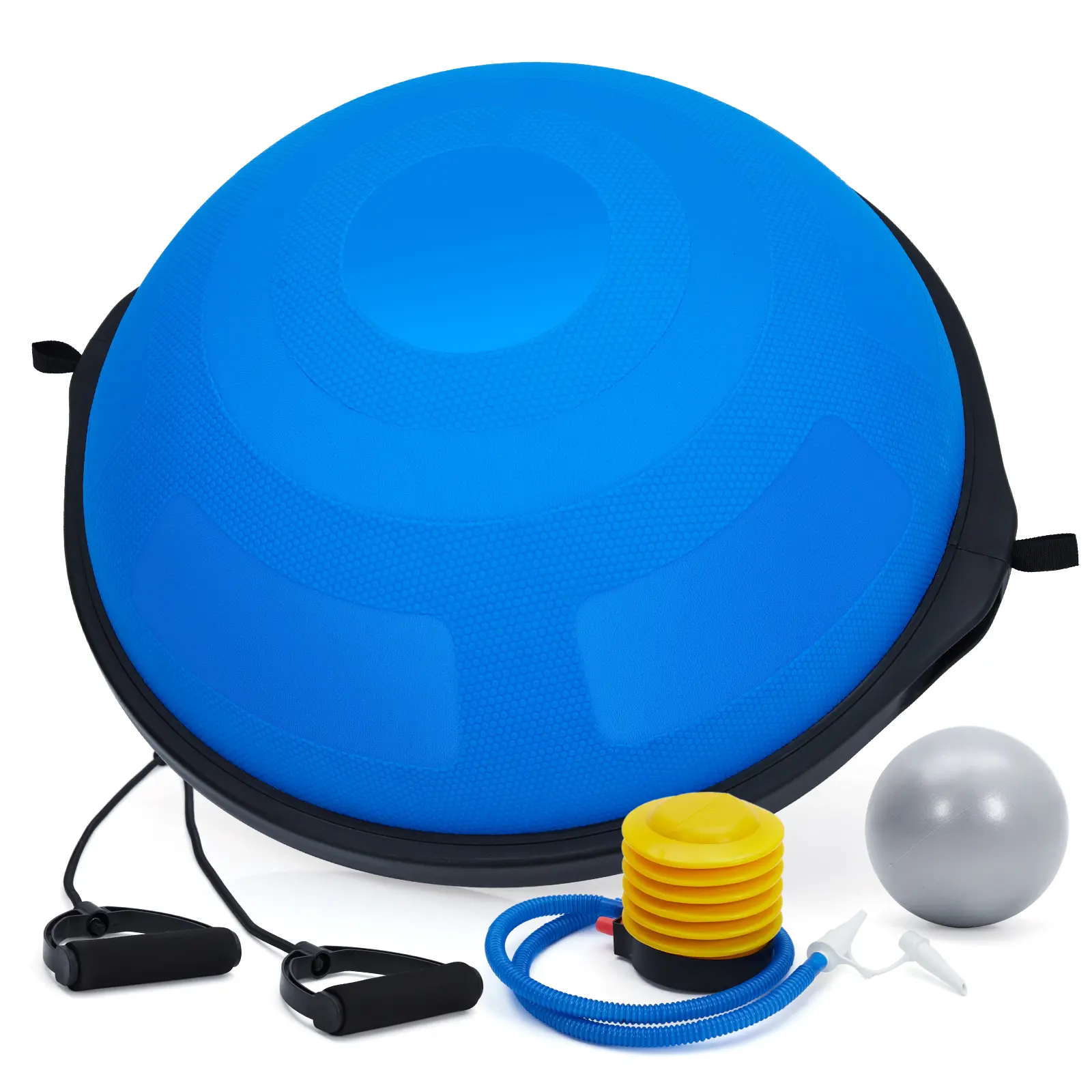 Half Balance Ball , 1600Lb Capacity Stability Trainer Includes with Non-Slip Base Resistance Bands, Pump, and Bonus Ball, for Home Gym Stability Workouts for Core Workout
