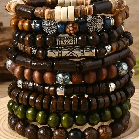 【Black Friday】Boho Style Beaded Bracelet, Adjustable Design, Fashionable Elastic Bracelet for Men & Women, Trendy Versatile & Exquisite Jewelry for Birthday Gift, Stackable Beaded Bracelet Set