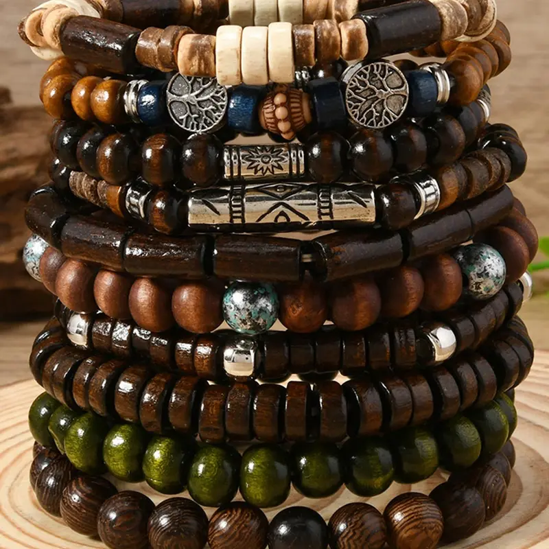 【Black Friday】Boho Style Beaded Bracelet, Adjustable Design, Fashionable Elastic Bracelet for Men & Women, Trendy Versatile & Exquisite Jewelry for Birthday Gift, Stackable Beaded Bracelet Set