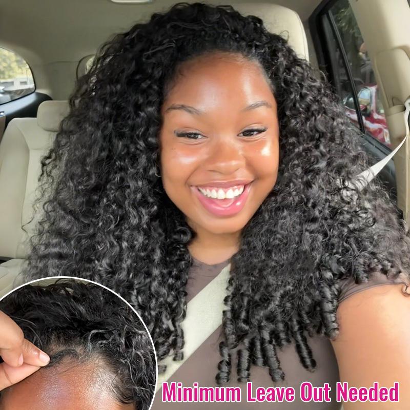 ISEE HAIR 250% Kinky Curly Wear Go Half Wig Invisible Hairline 150% & 180% Glueless Human Hair Wigs No Lace Seamless Flip Over Wig Updo Down Style Hairpiece#TikTokShopHolidayHaul