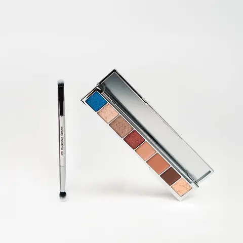 Eyeshadow Palette "La Mil Sombras", Ultra-Pigmented & Blendable 8-Shade Collection with Matte, Metallic, Flaky & Shimmery Finishes + Double-Ended Brush, By Anna Sarelly