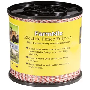Electric Fence Wire Rope ft/m,  Strand Stainless Steel Electric Poly Rope Fence, Rust Resistant High Conductivity Polywire Electric Fencing Wire for Livestock & Horse