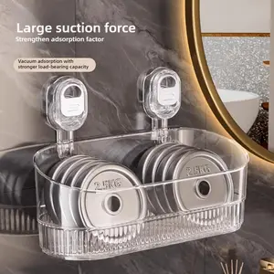 No-Drill Bathroom Suction Storage Box -2025 Upgrade Large Capacity & Strong Load-Bearing,Storage Holder Shower Shelf Heavy Duty Shower Kitchen Organizer (A)