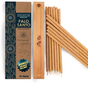 Palo Santo Incense Sticks (12 Pack) from Peru Premium Authentic - Handmade Natural Wood - Cleansing Bad Energy & Aroma Freshener Fragrance