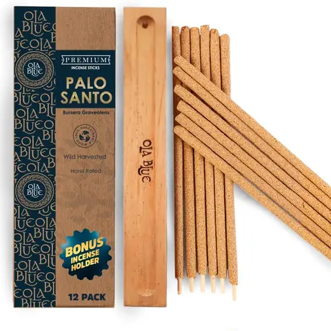 Palo Santo Incense Sticks (12 Pack) from Peru Premium Authentic - Handmade Natural Wood - Cleansing Bad Energy & Aroma Freshener Fragrance
