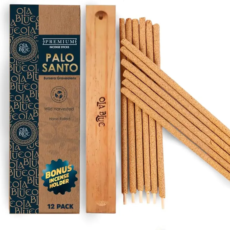 Palo Santo Incense Sticks (12 Pack) from Peru Premium Authentic - Handmade Natural Wood - Cleansing Bad Energy & Aroma Freshener Fragrance