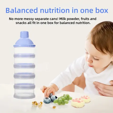 5-Layer Detachable Plastic Milk Container - PP Plastic Travel Use Detachable Box for Baby Food, Dry Food Storage, Daily Outings - Kitchen Preserving Utensil MM1
