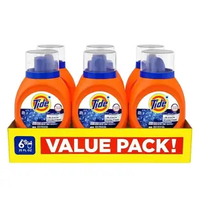 Tide with Bleach 25oz (6 Pack) – Powerful Laundry Detergent for Deep Cleaning & Bright Whites
